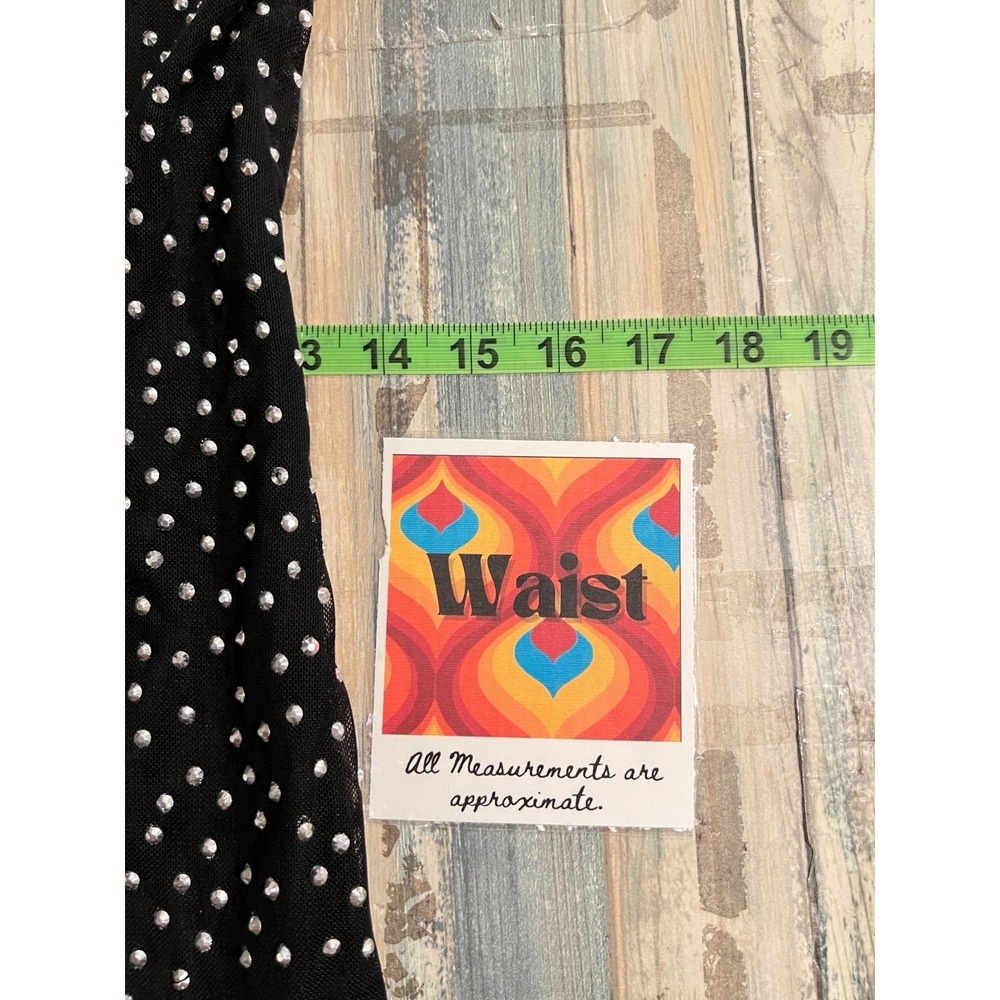 Emerald Sundae Womens Black Rhinestone Bodycon Dress Sz L Nwt Glam Evening Sexy - Picture 12 of 14